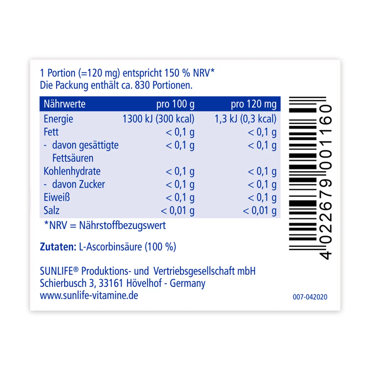 Sunlife Vitamin C Pulver mit Zitronengeschmack – Bild 5