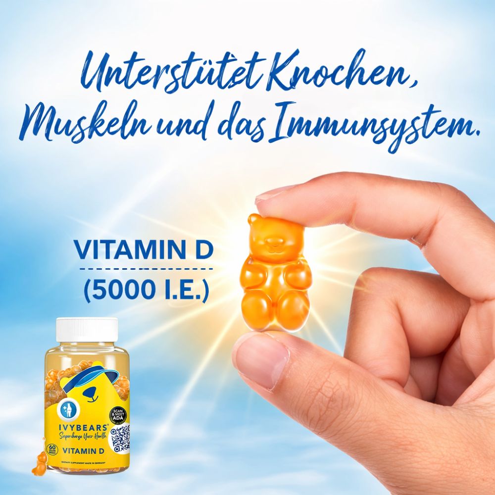 IvyBears Vitamin D unterstützt Knochen und Immunsystem · 60 Gummibärchen – Bild 3