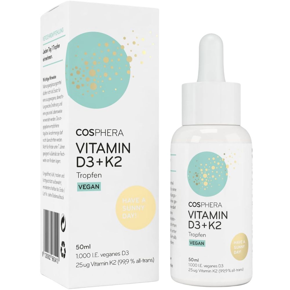 Cosphera Vitamin D3 K2 Tropfen für Knochen und Immunsystem · 50 ml