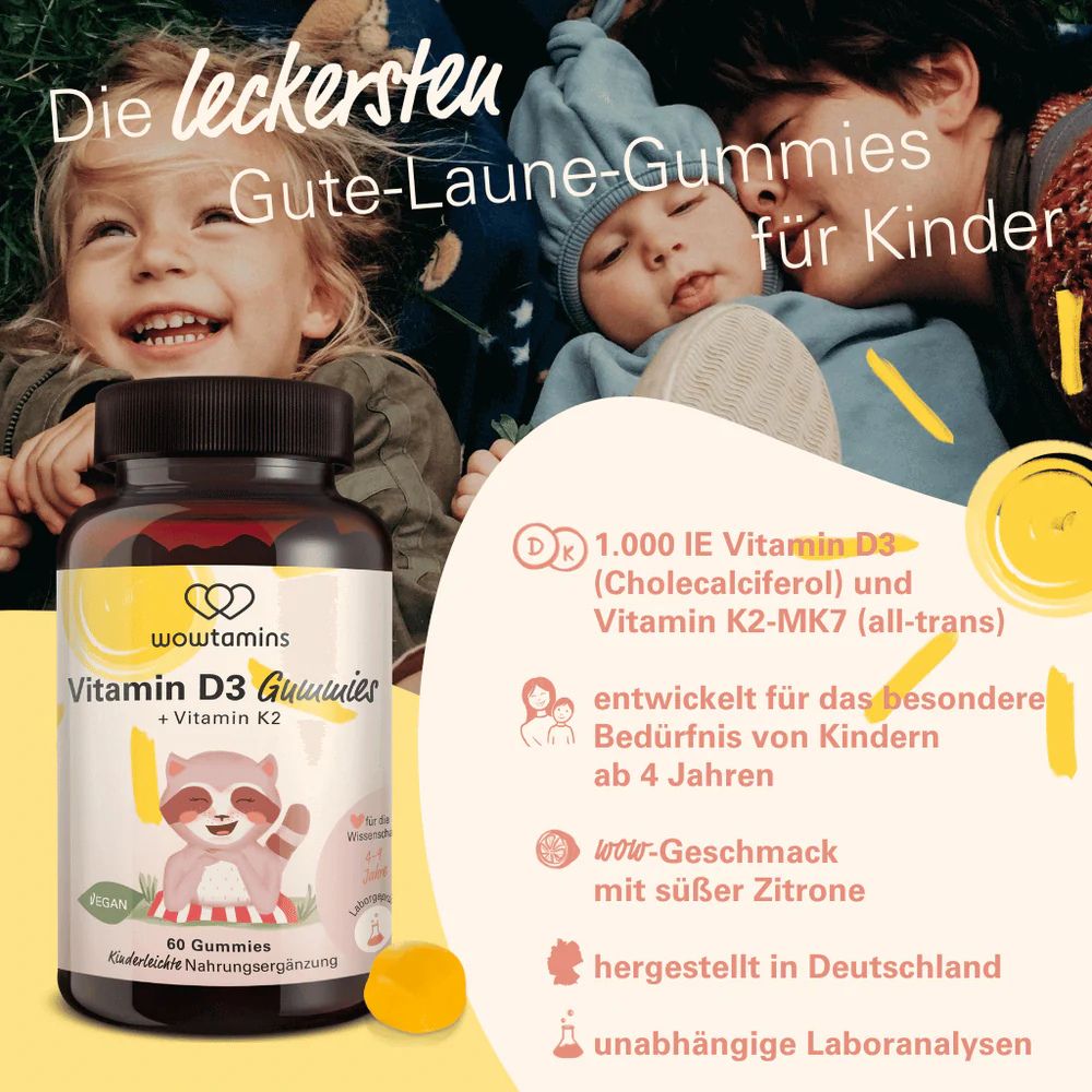 WOWTAMINS Vitamin D3 + K2 Gummies · für Knochen & Immunsystem – Bild 2