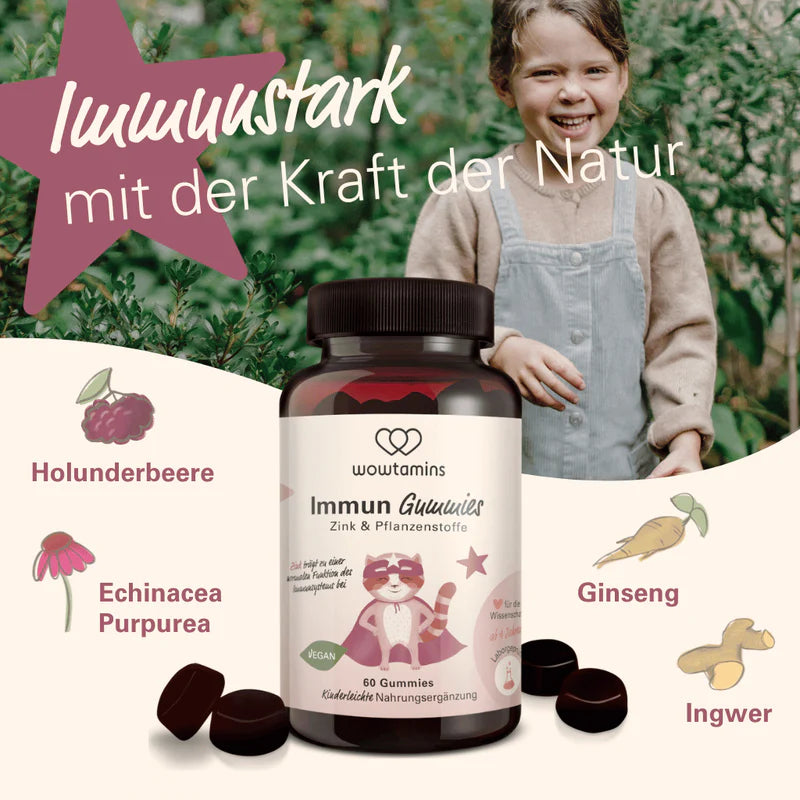 WOWTAMINS Immun Gummies KIDS · ZUCKERFREI mit Hollunderbeeregeschmack – Bild 4
