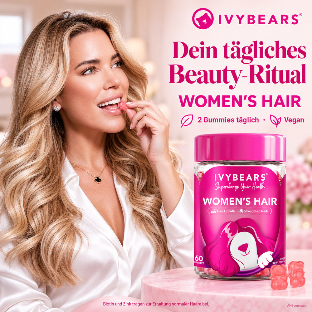 IvyBears | Women´s Hair Vitamins - Multivitamin-Komplex für Haar, Haut & Nägel - 60 Gummibärchen