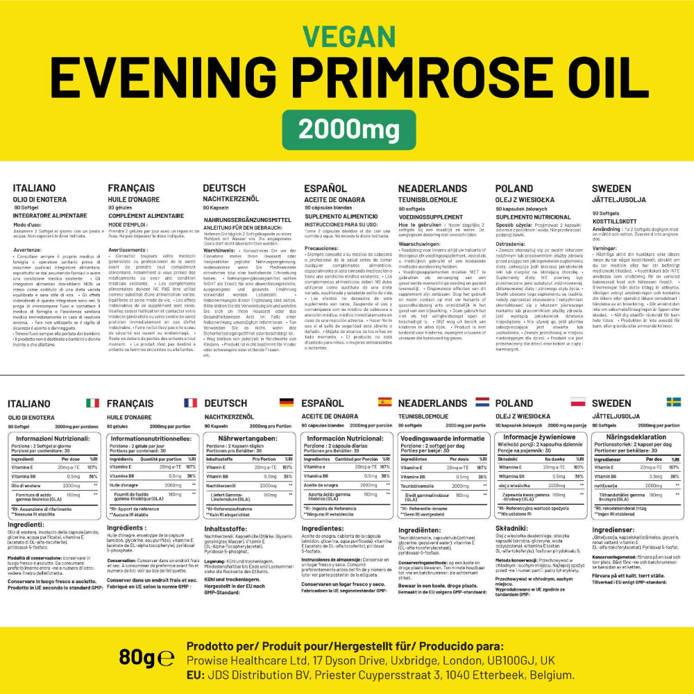 Prowise Healthcare Veganes Nachtkerzenöl 2000mg mit Vitamin E & B6 · 60 Weichkapseln – Bild 5