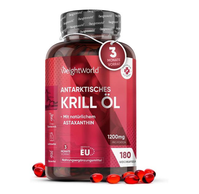 WeightWorld | Antarktisches Krillöl für Augen, Gelenke und Haare - 180 Weichkapseln