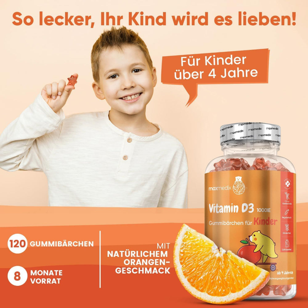 maxmedix Vitamin D3 Kinder Gummibärchen 1000 IE · 120 Stück – Bild 2