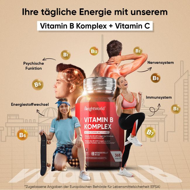 WeightWorld Vitamin B Komplex · Mit Vitamin C · 365 Tabletten – Bild 2