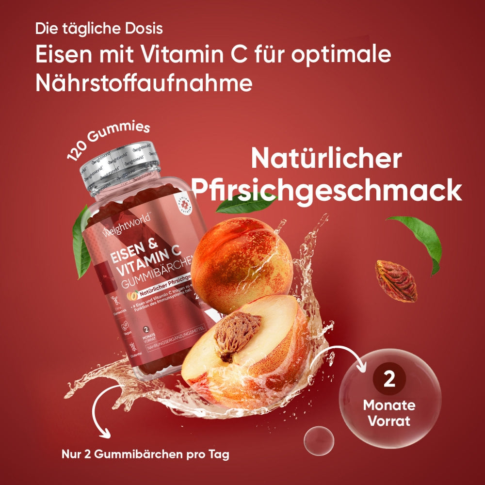 WeightWorld Eisen mit Vitamin C für mehr Energie & starke Abwehr · 120 Gummibärchen – Bild 6
