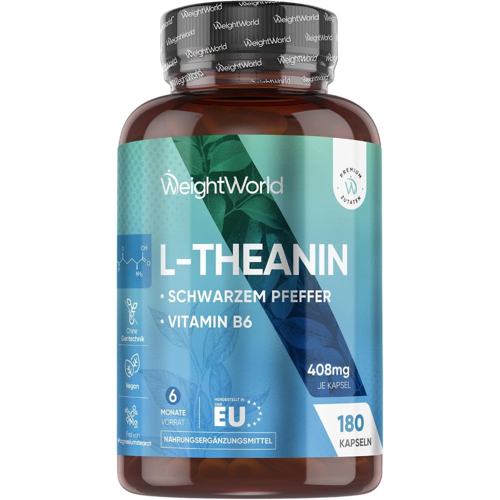 WeightWorld L-Theanin Kapseln mit schwarzem Pfeffer und Vitamin B6 · 180 Kapseln