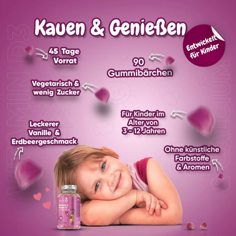 maxmedix Kalcium & Vitamin D3 Gummibärchen für Kinder · 90 Stück – Bild 4