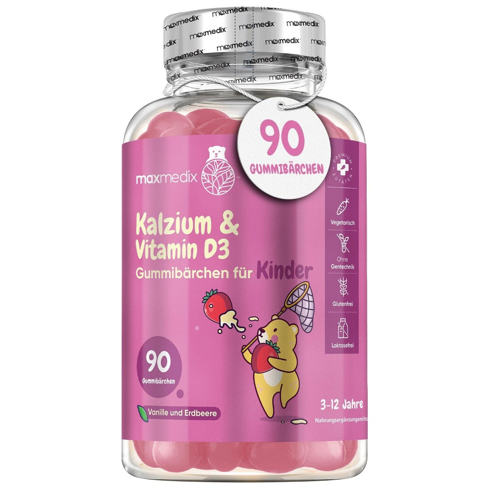 maxmedix Kalcium & Vitamin D3 Gummibärchen für Kinder · 90 Stück