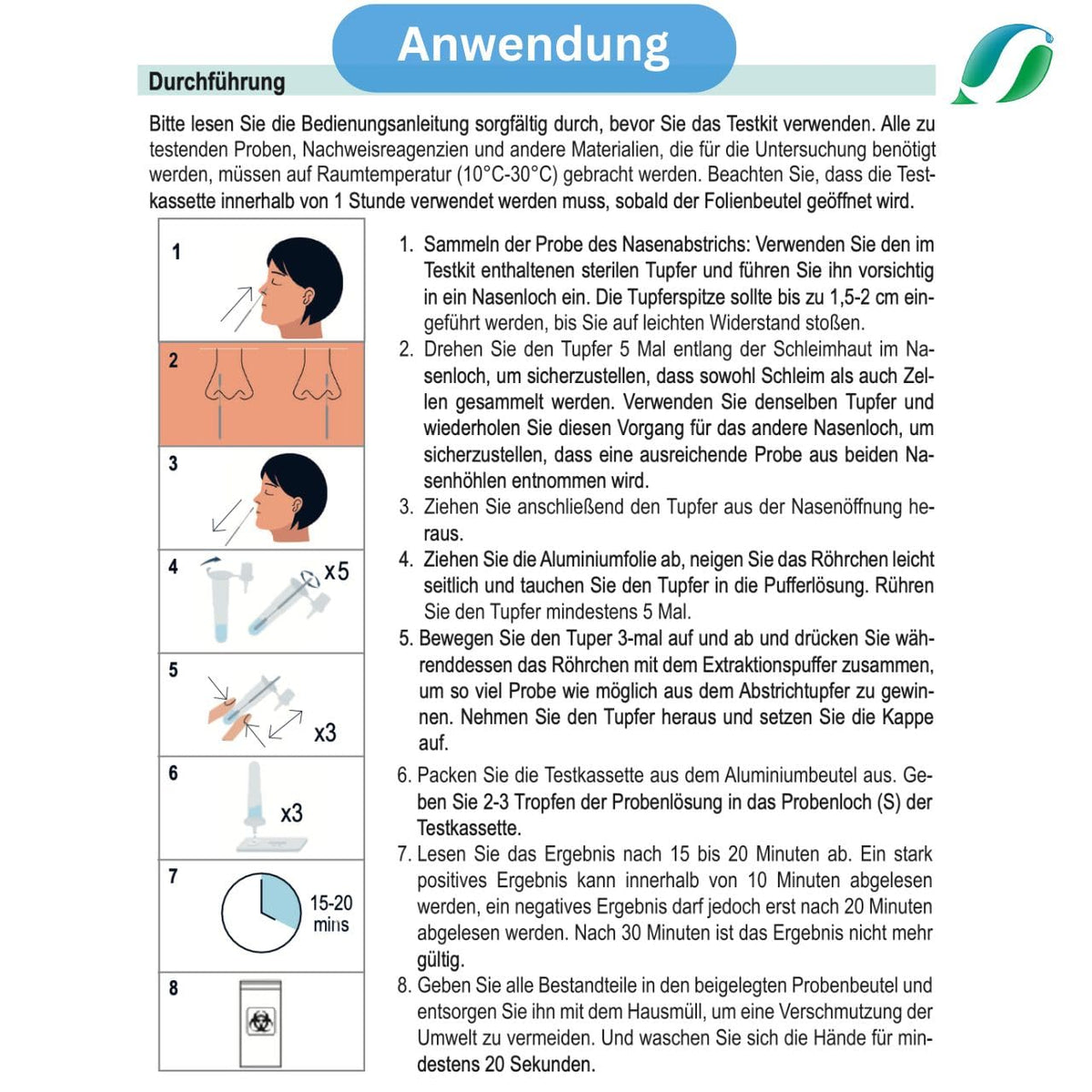 AKTION! 10 Stück - Safecare Laien Nasal Covid-19 Corona Test - CE 1434 - MHD 10/27 - Alle neuen Varianten.