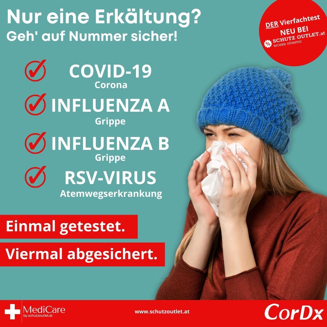 CorDx Combo-Selbsttest 4in1 SARS-CoV-2, Influenza A/B & RSV