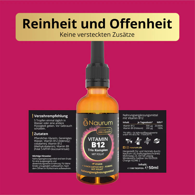 Naurum | Vitamin B12 Trio Komplex mit Folat - 50ml – Bild 9