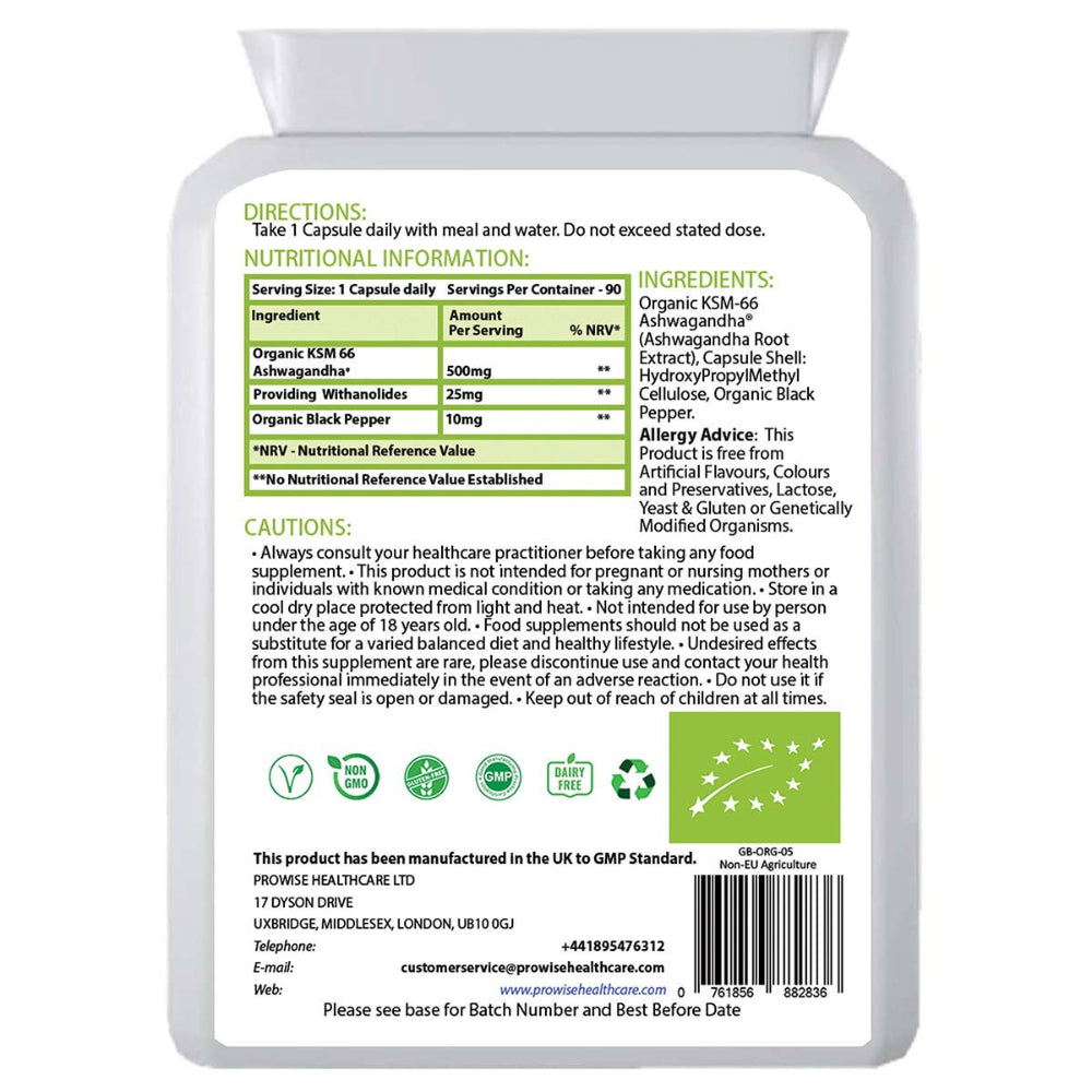 Prowise Healthcare KSM-66 Ashwagandha mit Bio-Schwarzem Pfeffer 500 mg · 90 Kapseln – Bild 2