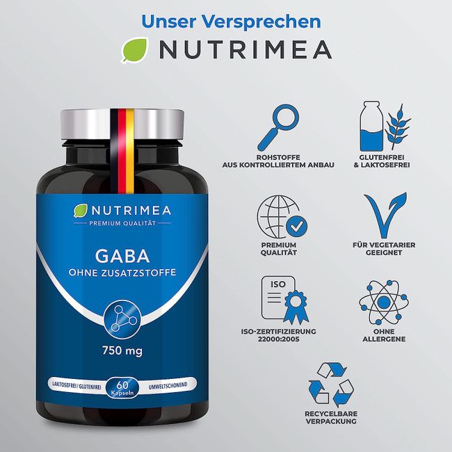 Nutrimea GABA Pur 750mg · Reine Pulver Kapseln Hochdosiert · OHNE Zusätze & Vegan – Bild 5