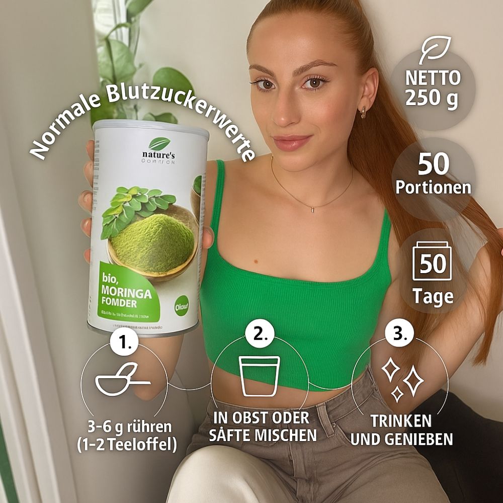 Nature's Finest Bio Moringa Pulver für Blutzucker, Verdauung & Vitalität – Bild 4