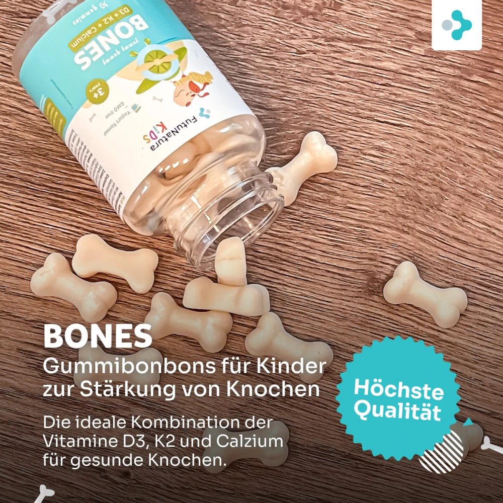 FutuNatura Bones für Kinder zur Stärkung von Knochen und Zähnen · 30 Gummibonbons – Bild 4
