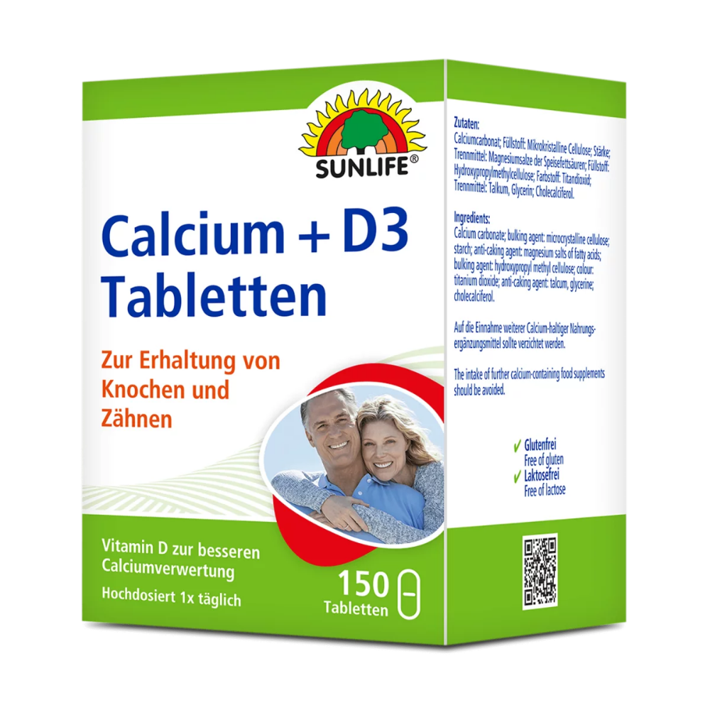 Sunlife Calcium + Vitamin D3 Tabletten · 150 Stück