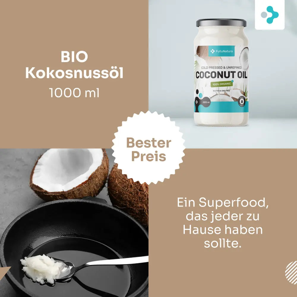FutuNatura BIO Kokosöl · kaltgepresst & unraffiniert · 1000ml – Bild 3