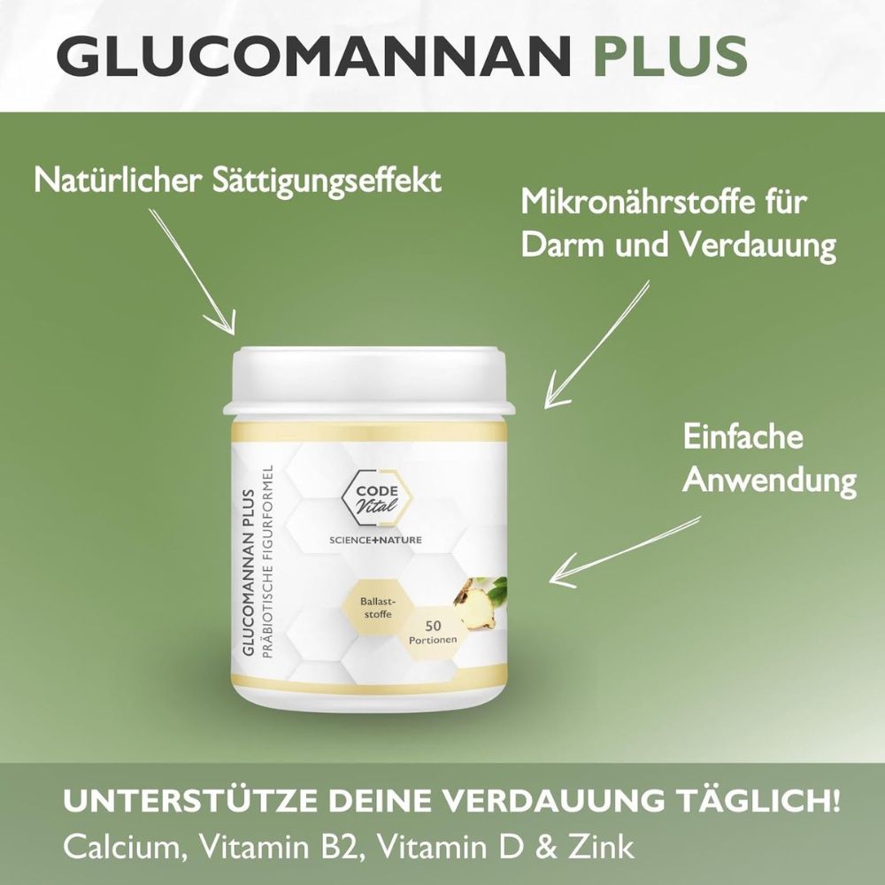 Code Vital Glucomannan Plus · Präbiotische Figurformel + Sättigungseffekt · 250g – Bild 3