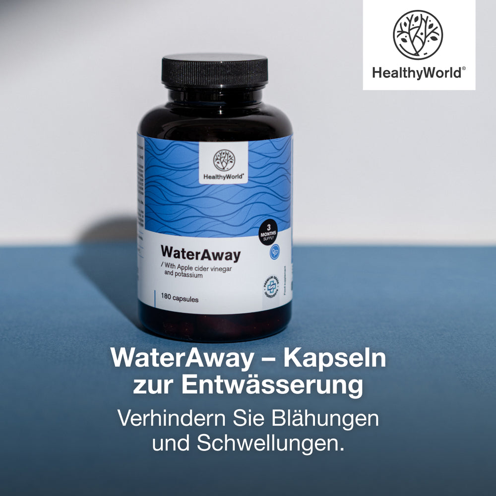HealthyWorld WaterAway · Kapseln zur Entwässerung · 180 Kapseln – Bild 3