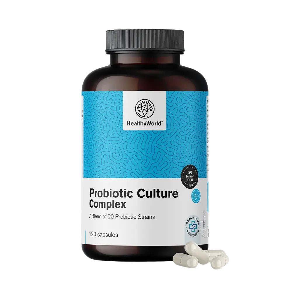 HealthyWorld Probiotic Culture · Komplex mikrobiologischer Kulturen · 120 Kapseln