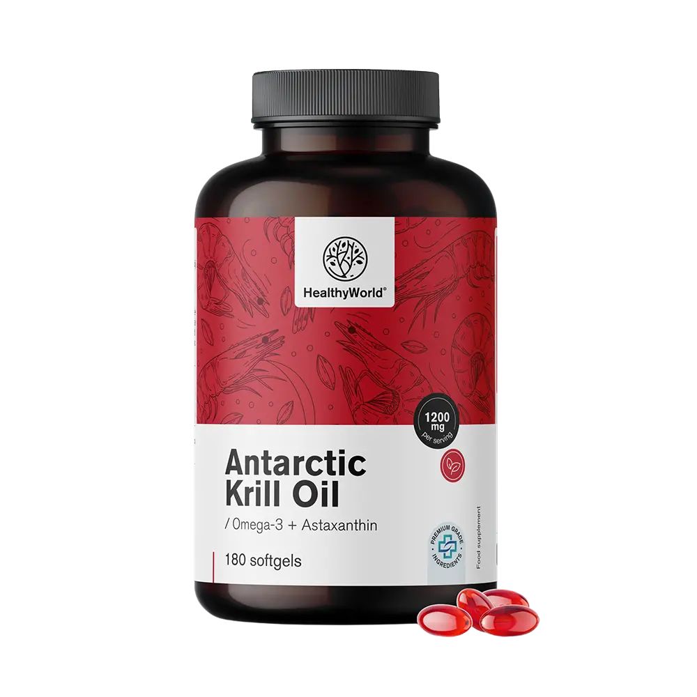 HealthyWorld Krillöl 1200 mg für Herz, Blutgefäße und Leber · 180 Weichkapseln
