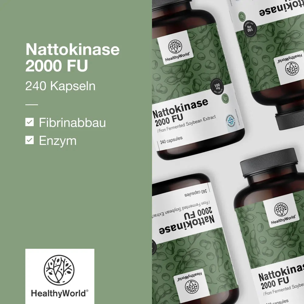 HealthyWorld Nattokinase 2000 FU für das Blut- und das Herz-Kreislauf-System · 240 Kapseln – Bild 3