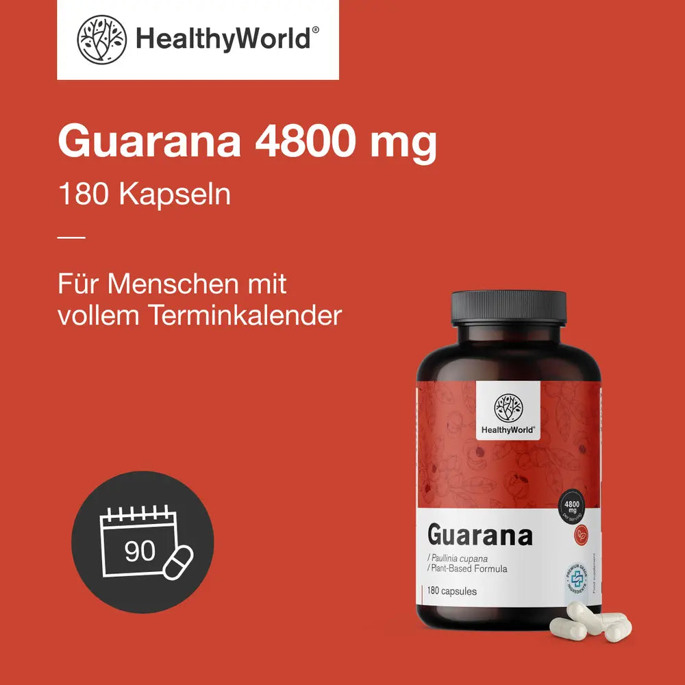 HealthyWorld Guarana 4800 mg · 180 Kapseln – Bild 3