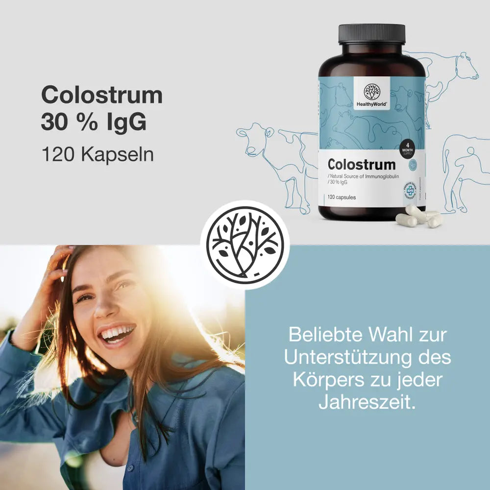 HealthyWorld Colostrum 30 % IgG für die tägliche Unterstützung der Vitalität · 120 Kapseln – Bild 4