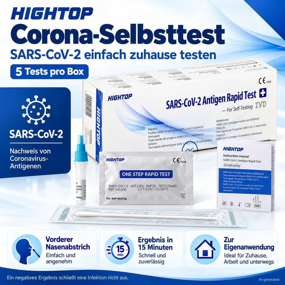HIGHTOP | SARS Covid-19 Laien-Schnelltest – 5er Box + Gratis Nanovio FFP2