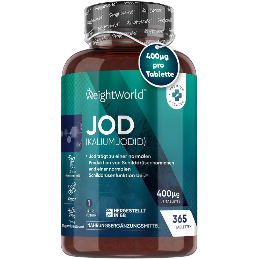 WeightWorld Jod 400µg & Kaliumjodid · 365 vegane Tabletten