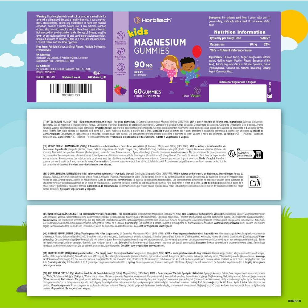 Horbaach Magnesium 90mg Gummibärchen für Kinder · 60 Stück – Bild 5