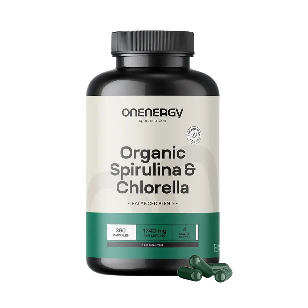 OnEnergy | BIO Spirulina & Chlorella - Widerstandsfähigkeit, Entgiftung und Stoffwechsel – 360 Kapseln