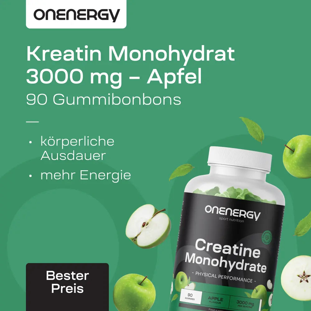 OnEnergy Kreatin Monohydrat 3000 mg · Apfel · 90 Gummibonbons – Bild 3