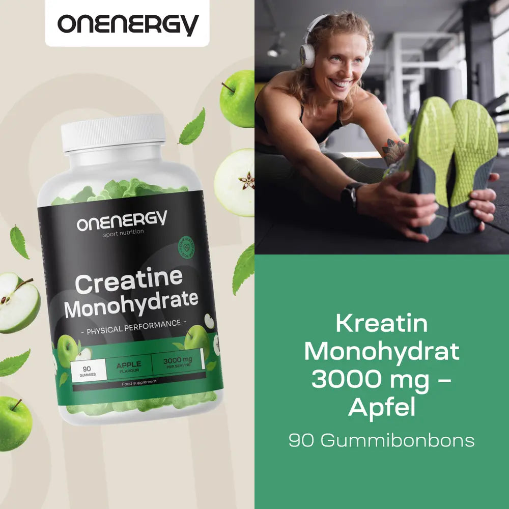 OnEnergy Kreatin Monohydrat 3000 mg · Apfel · 90 Gummibonbons – Bild 4