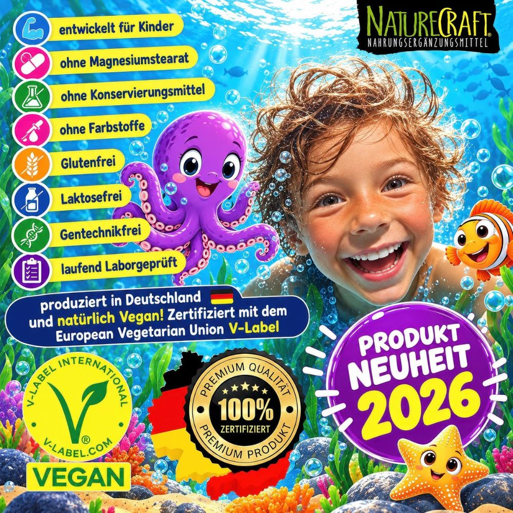 NatureCraft |  KIDS Multivitamin Tropfen + Omega-3 – DHA & EPA + Vitamin D3, K2, A, C & E – 20 ml - NEUHEIT