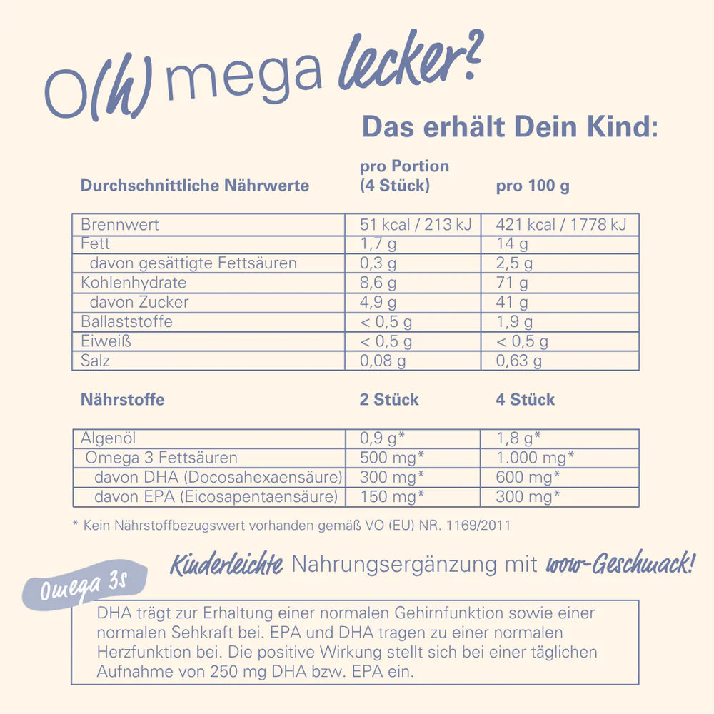 WOWTAMINS Omega 3 Gummies für Kinder MIT ZUCKER · 60 Gummies – Bild 6