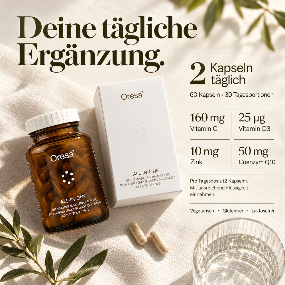 Oresa | All-in-One - Multivitamin- und Mineralstoffkomplex mit Coenzym Q10 - 60 Kapseln