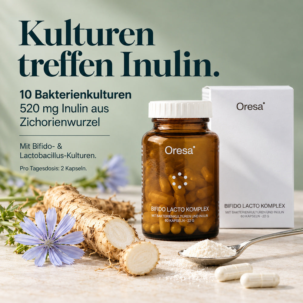 Oresa | Bifido Lacto Komplex - 10 Bakterienkulturen mit Inulin - 60 vegane Kapseln