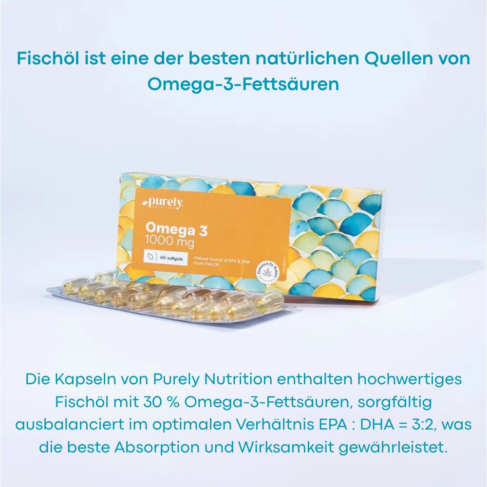 Purely Omega-3 1000 mg · aus Fischöl · 60 Weichkapseln – Bild 3