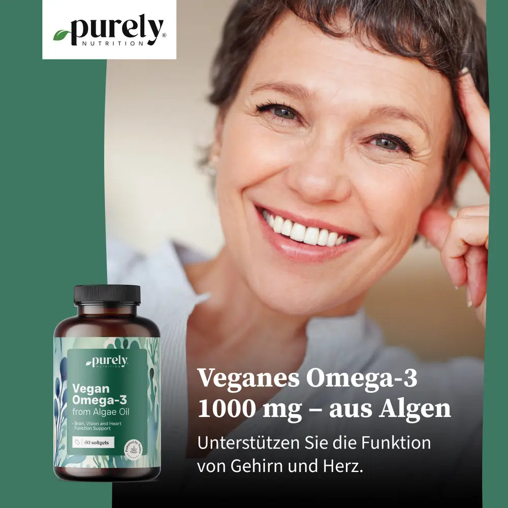 Purely | Veganes Omega-3 1000 mg aus Algen - 60 Weichkapseln