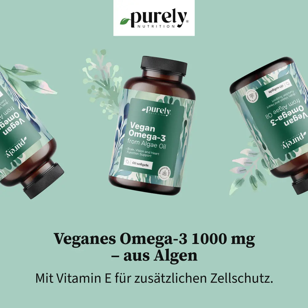 Purely | Veganes Omega-3 1000 mg aus Algen - 60 Weichkapseln