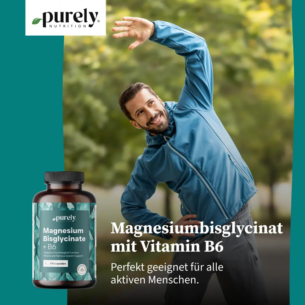 Purely Magnesiumbisglycinat mit Vitamin B6 · 180 Kapseln – Bild 2