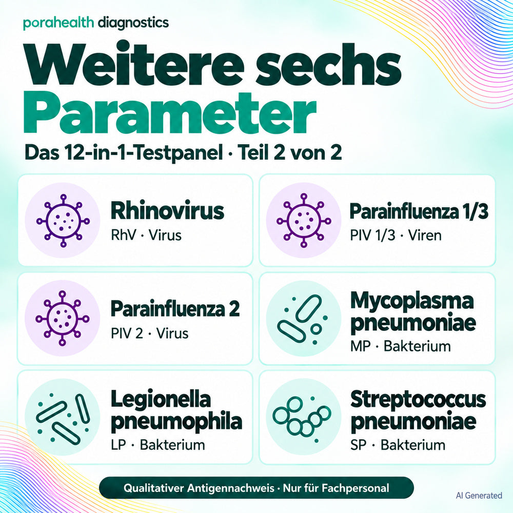 parahealth diagnostics 12-in-1 Atemwegs-Schnelltest + Gratis Nanovio FFP2 Maske