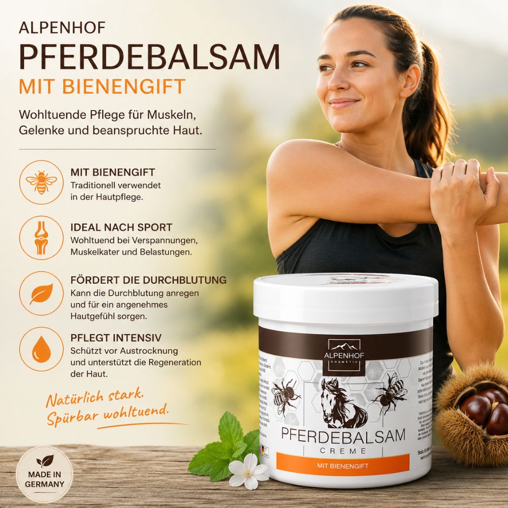 Alpenhof Pferdebalsam mit Bienengift für Muskeln, Gelenke & Rücken · 250ml – Bild 2