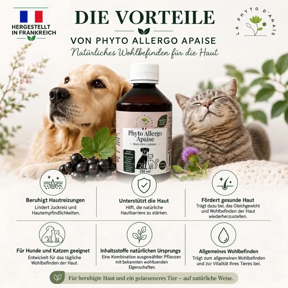 La Phyto d’Anaïs | Phyto Allergo Apaise – Für Hunde und Katzen mit empfindlicher Haut - 250 ml