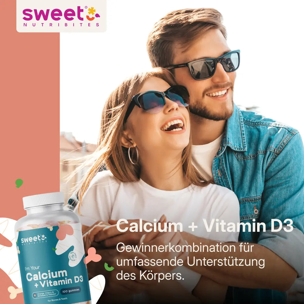 Sweet Nutribites Calcium + Vitamin D3 · Gummibonbons für Muskeln, Knochen und Zähne · 100 Gummibonbons – Bild 2