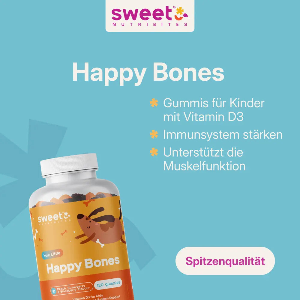 Sweet Nutribites Happy Bones · Gummis für Kinder mit Vitamin D3 · 120 Gummibonbons – Bild 3