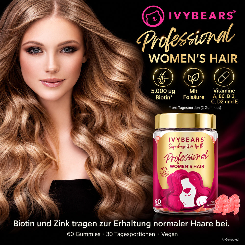 IvyBears | Womens Hair Professional für die tägliche Haarpflege von innen - 60 vegane Gummies